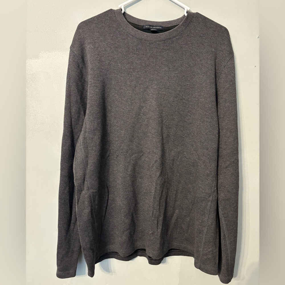 Banana Republic Gray Ribbed Long Sleeved Men's Crew Sweater Size L